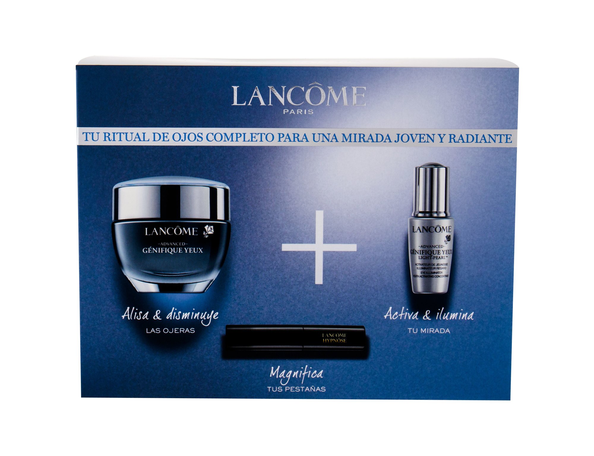 Lancome Advanced Génifique Yeux 15ml Eye Cream 15 ml + Advanced Génifique Yeux Light-Pearl 5 ml + Hypnose Mascara Noir Hypnotic 2 ml paakių kremas Rinkinys (Pažeista pakuotė)