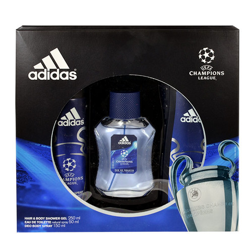 Adidas UEFA Champions League 50ml Edt 50ml + 250ml shower gel + 150ml deodorant Kvepalai Vyrams EDT Rinkinys (Pažeista pakuotė)