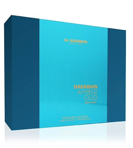 Al Haramain Amber Oud Aqua Dubai 105 ml + 200 ml Parfum 75 ml + parfum 30 ml + body mist 200 ml kvepalai Unisex Parfum Rinkinys