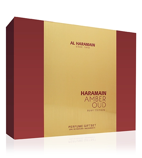 Al Haramain Amber Oud Ruby Edition 105 ml + 200 ml (EDP 75ml + EDP 30ml + DEO 200ml) Kvepalai Unisex EDP Rinkinys