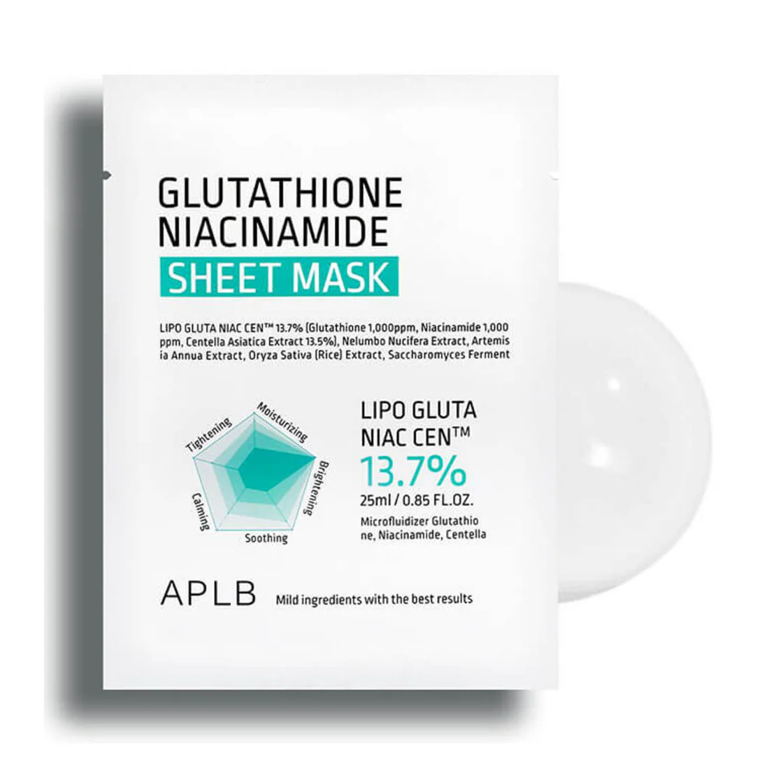 APLB Glutathione Niacinamide Sheet Mask Veido kaukė