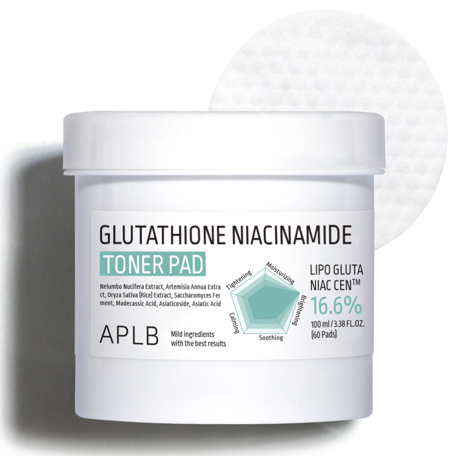 APLB Glutathione Niacinamide Toner Pad veido losjonas