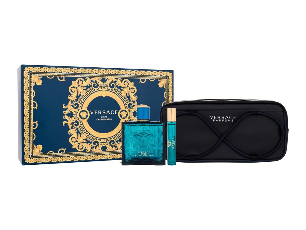 Versace Eros Eau De Parfum 100 ml Edp 100 ml + Edp 10 ml + Cosmetic Bag Damaged box Set