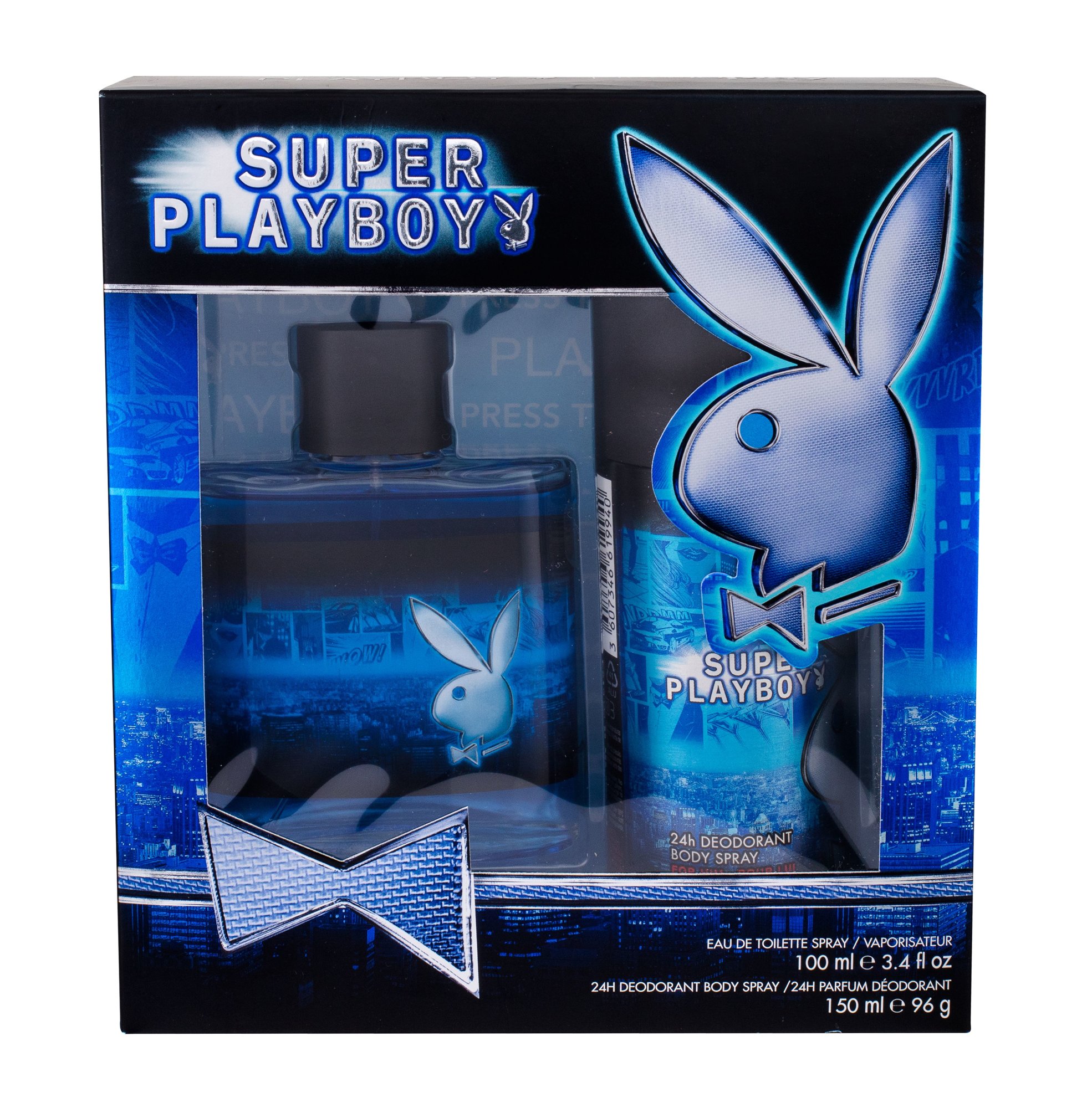 Playboy Super Playboy 100ml Edt 100 ml + Deodorant 150 ml Kvepalai Vyrams EDT Rinkinys (Pažeista pakuotė)