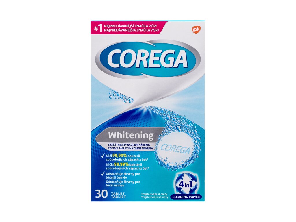 Corega Tabs Whitening Valymo tabletės ir tirpalai 30 ml Damaged box