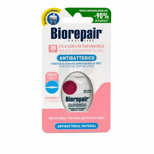 Biorepair Antibacterial Waxed Expanding Floss Dantų siūlas Tarpdančių siūlas Unisex