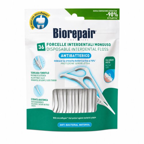 Biorepair Antibacterial Disposable Interdental Floss Dantų siūlas Tarpdančių siūlas Unisex