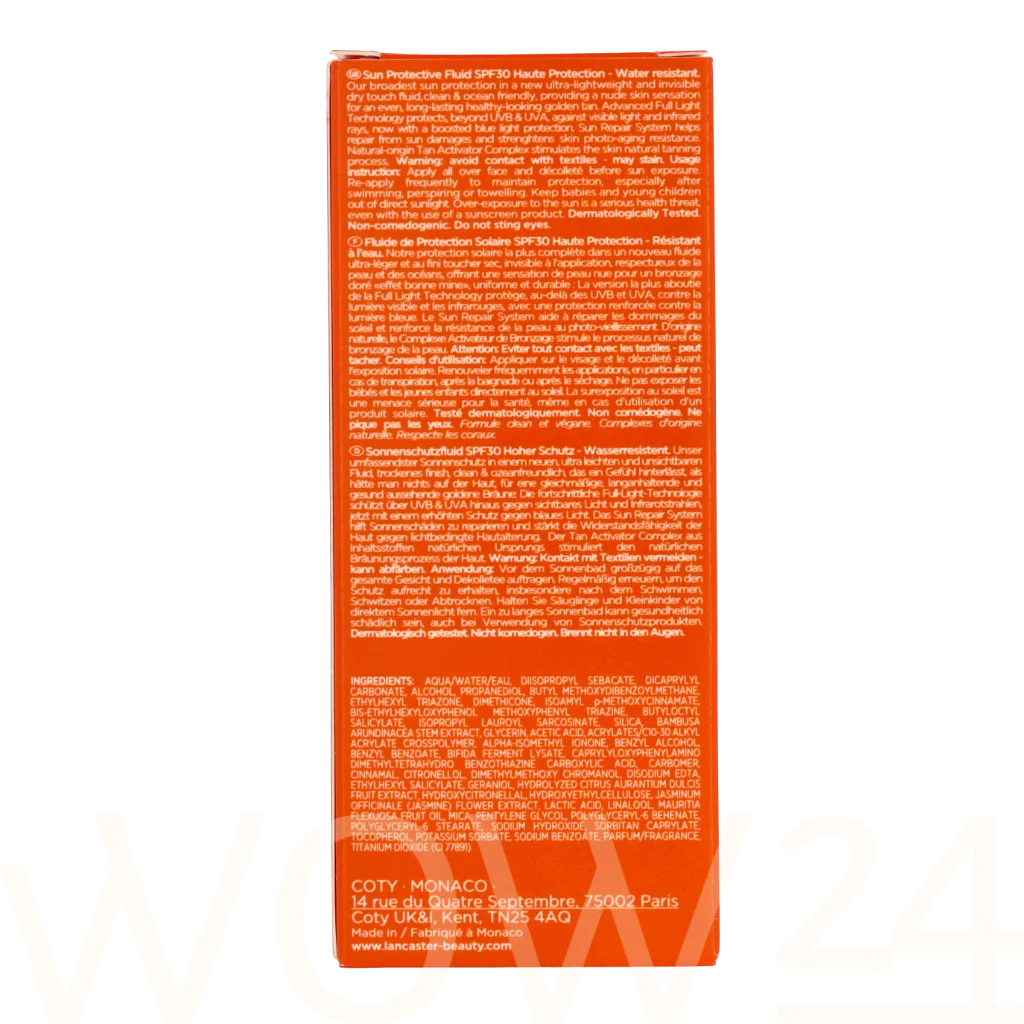 Lancaster Lancaster Sun Beauty Protective FLuid SPF30 30 ml natūrali veido odos priežiūros priemonė