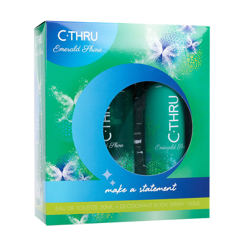 C-THRU Emerald Shine 30ml Edt 30 ml + deodorant 150 ml Kvepalai Moterims EDT Rinkinys (Pažeista pakuotė)