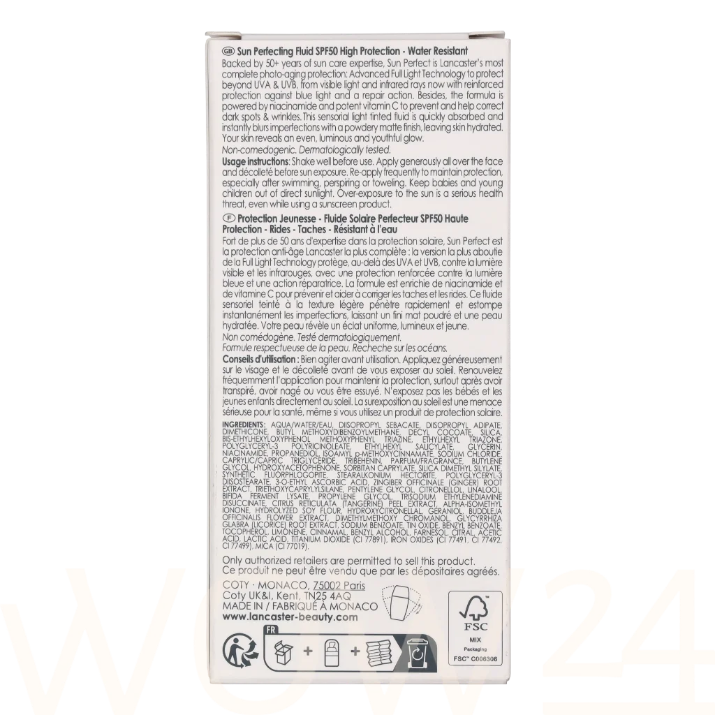 Lancaster Lancaster Sun Perfect Fluid SPF50 30 ml natūrali veido odos priežiūros priemonė