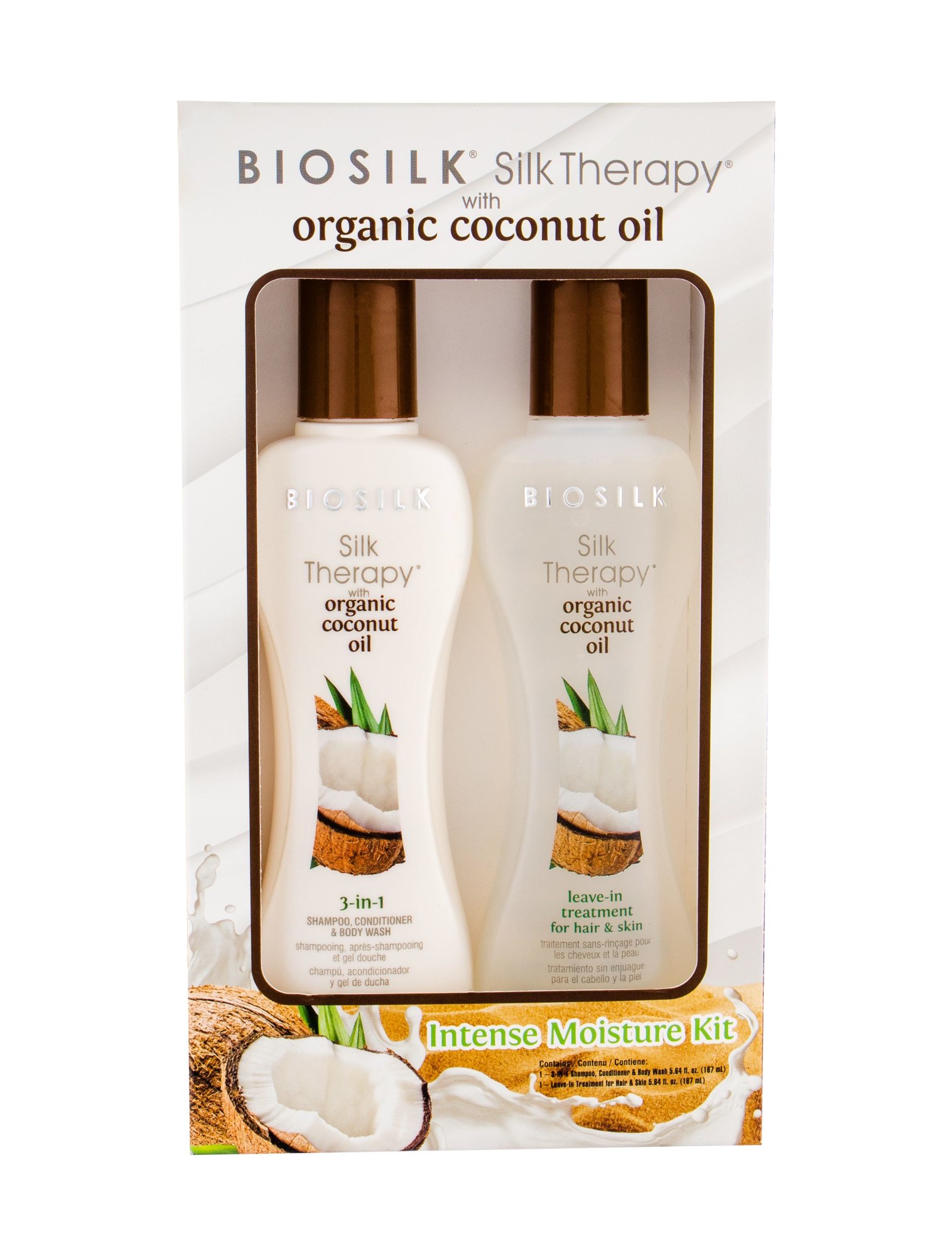 Farouk Systems Biosilk Silk Therapy Organic Coconut Oil 167ml Shampoo 3 in 1 167 ml + Leave in Care 167 ml šampūnas Rinkinys