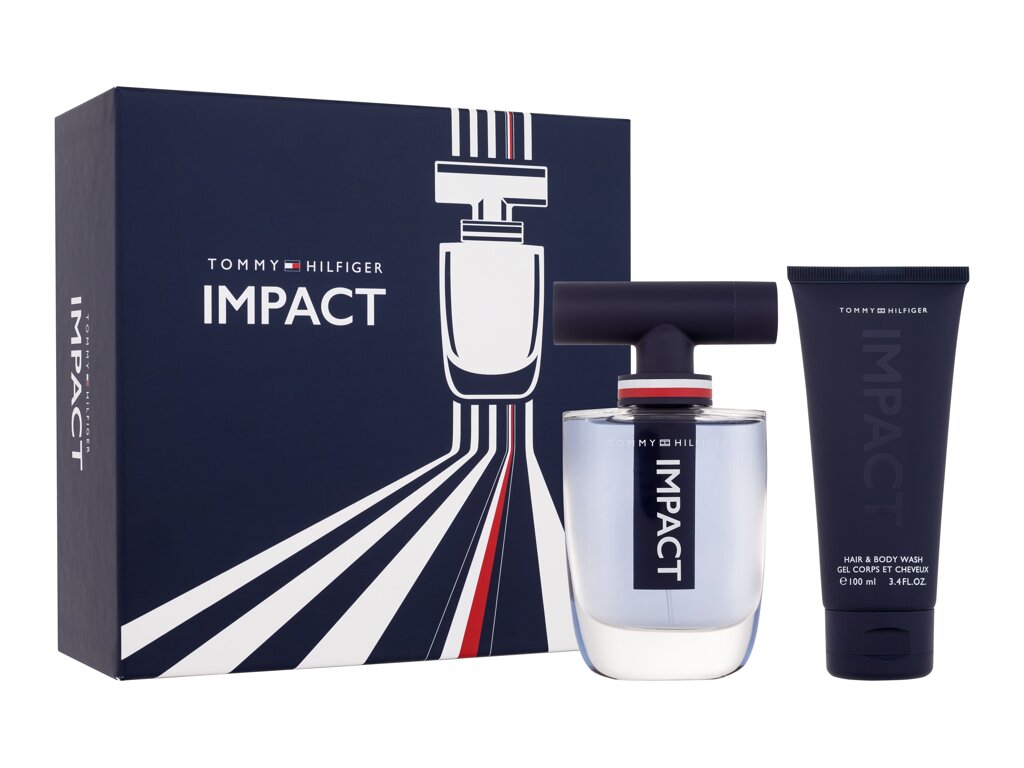Tommy Hilfiger Impact Eau De Toilette 100 ml Edt 100 ml + Shower Gel 100 ml + Edt 4 ml Damaged box Set