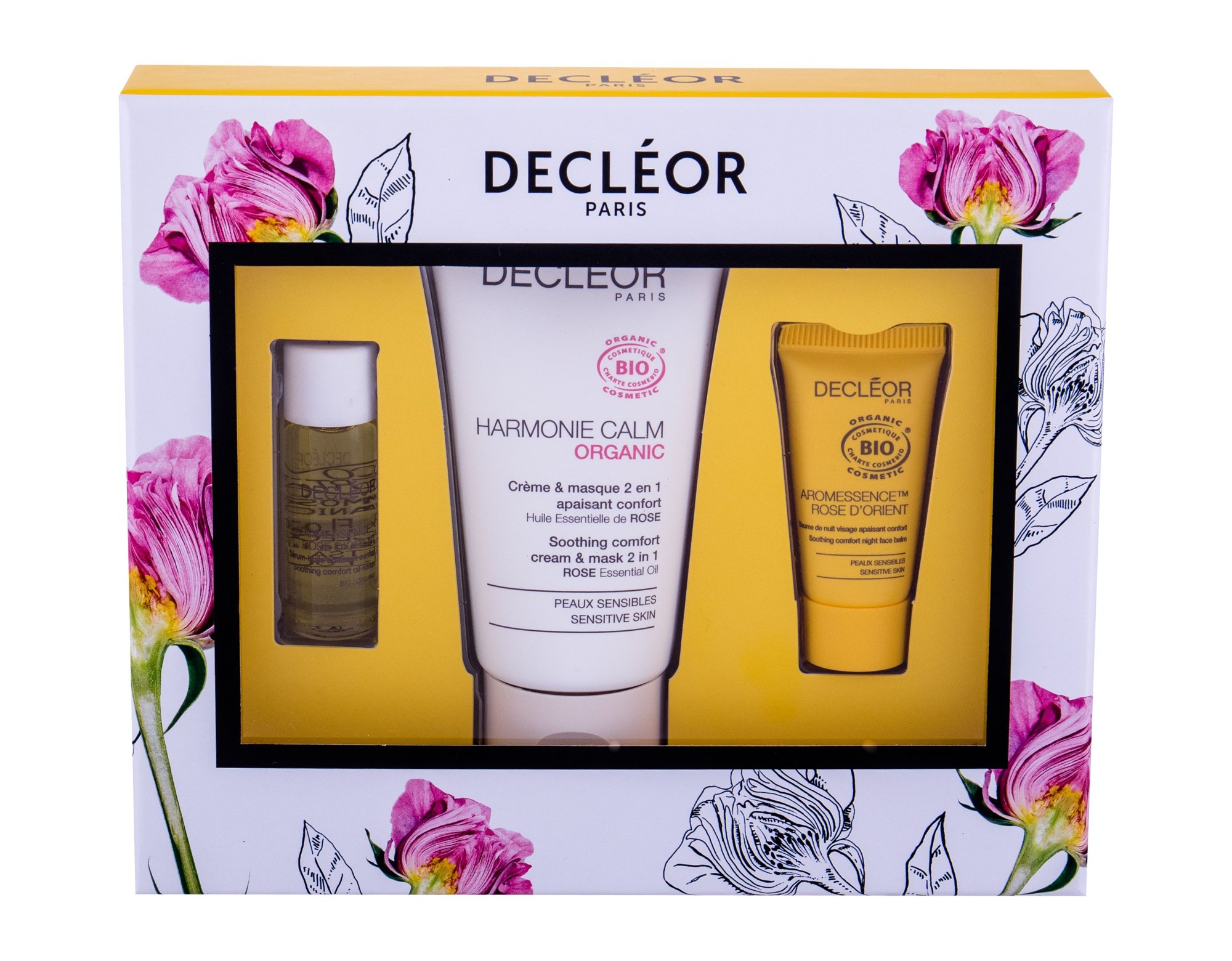 Decleor Harmonie Calm Organic 50ml Facial Cream 50 ml + Facial Balm Aromessence Rose D´Orient 2,5 ml + Facial Serum Aromessence Rose D´Orient 5 ml dieninis kremas Rinkinys