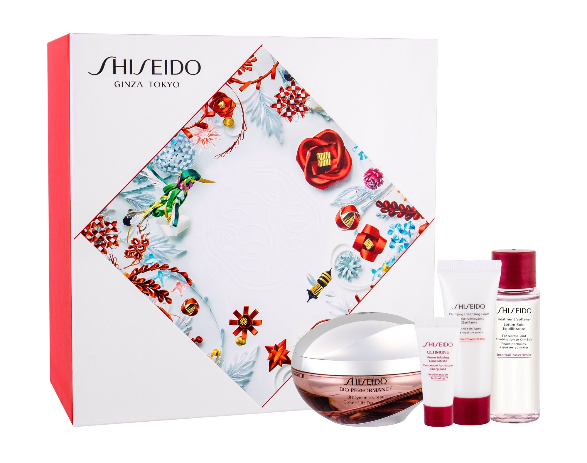 Shiseido Bio-Performance LiftDynamic Cream 50ml Daily Facial Care 50 ml + Facial Serum ULTIMUNE 5 ml + Clarifying Cleansing Foam 15 ml + Treatment Softener 30 ml dieninis kremas Rinkinys