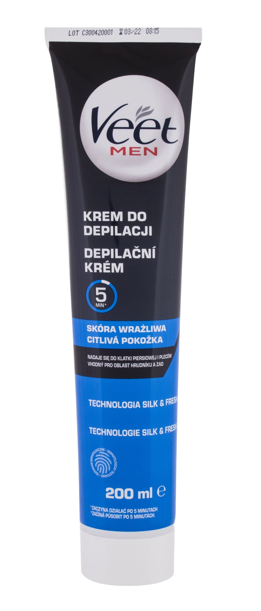 Veet Men Hair Removal Cream Sensitive Skin priemonės depiliacijai
