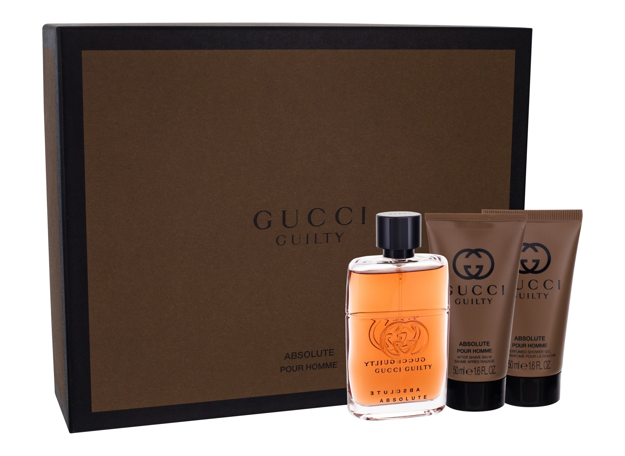 Gucci Guilty Absolute pour homme 50ml EDP 50 ML + AFTERSHAVE BALM 50 ML + SHOWER GEL 50 ML Kvepalai Vyrams EDP