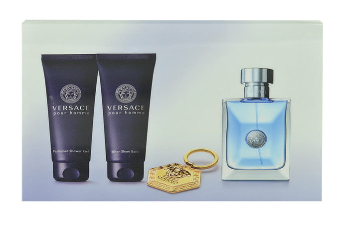 Versace Pour Homme 100ml Edt 100ml + 100ml Aftershave Balm + 100ml Shower Gel + Key Ring Kvepalai Vyrams EDT Rinkinys (Pažeista pakuotė)