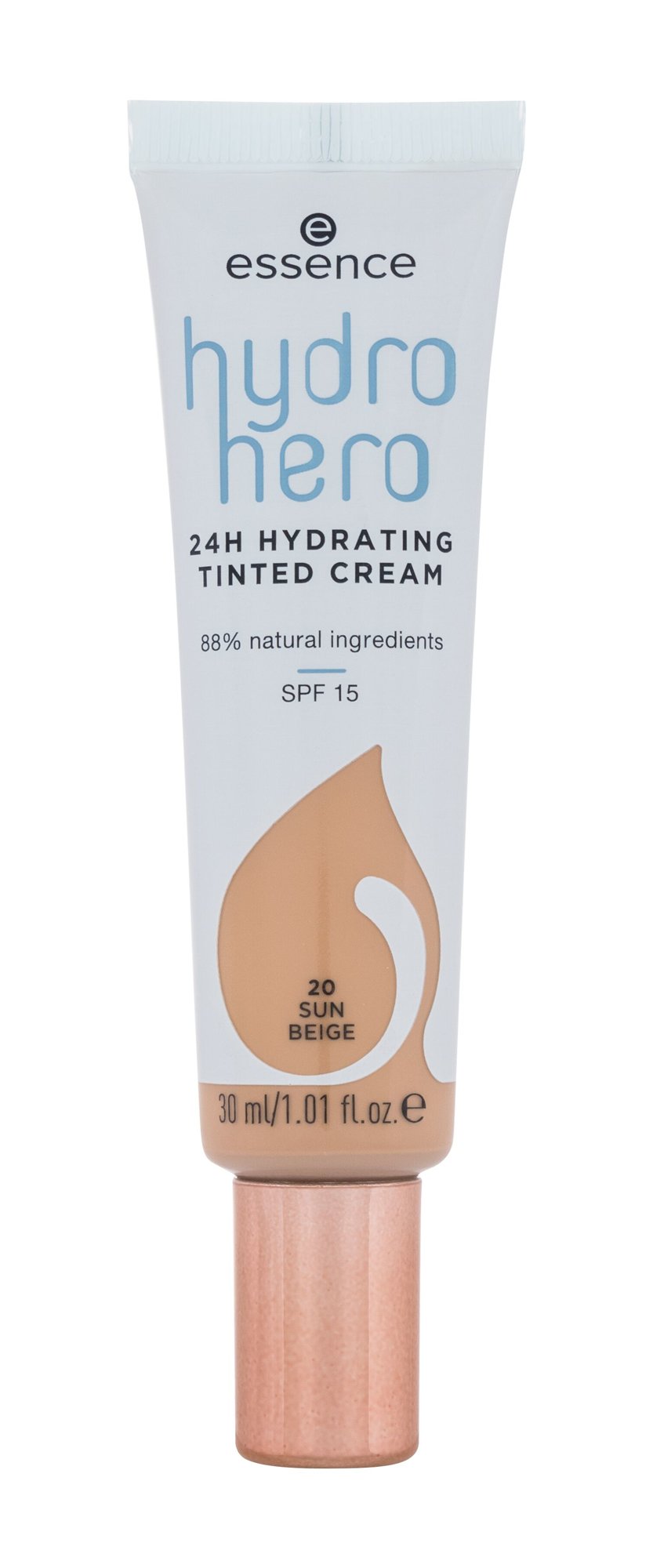 Essence Hydro Hero 24H Hydrating Tinted Cream makiažo pagrindas