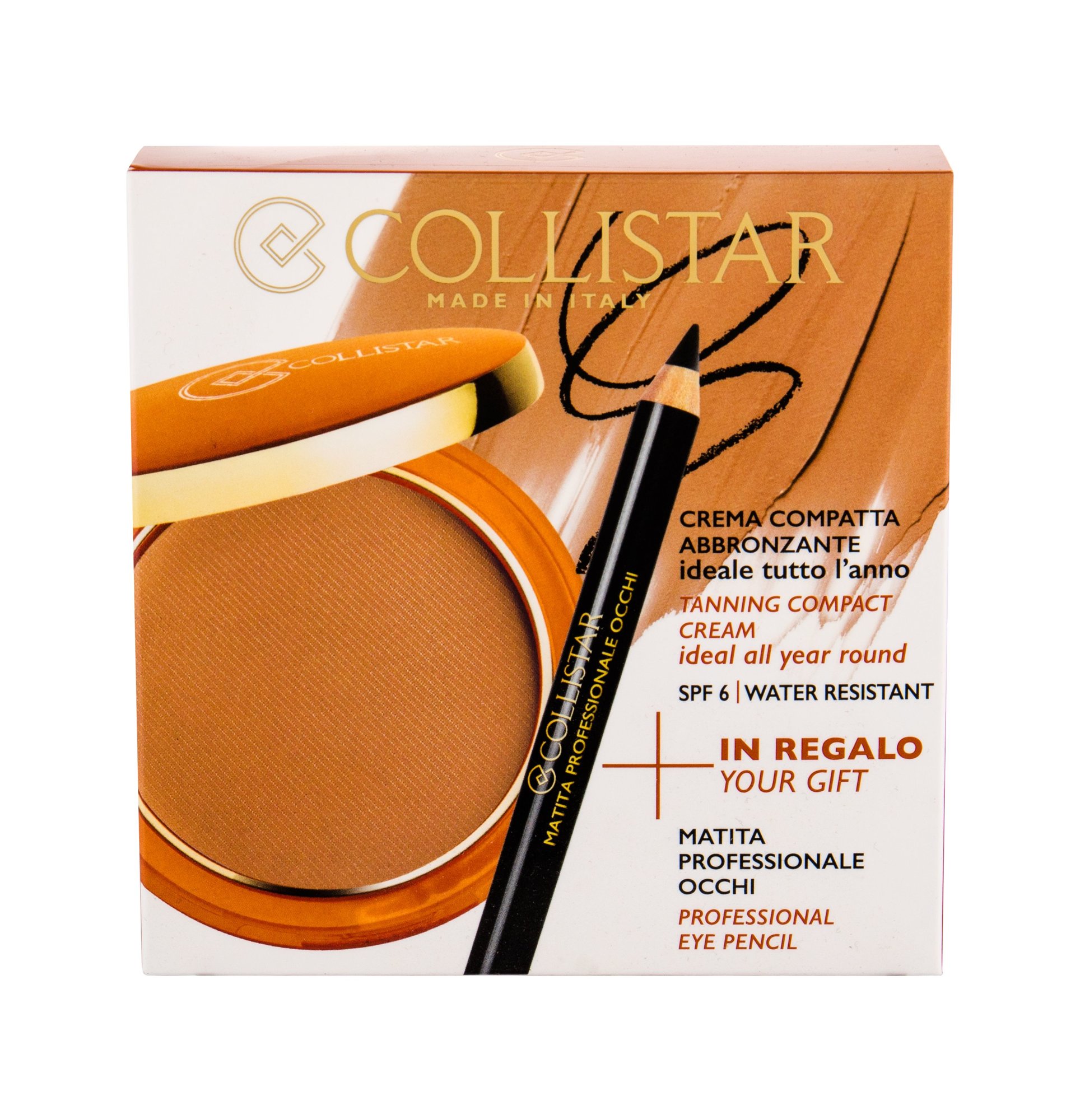 Collistar Tanning Compact Cream SPF6 9g Cream Powder 9 g + Eyeliner 0,80 g sausa pudra Rinkinys