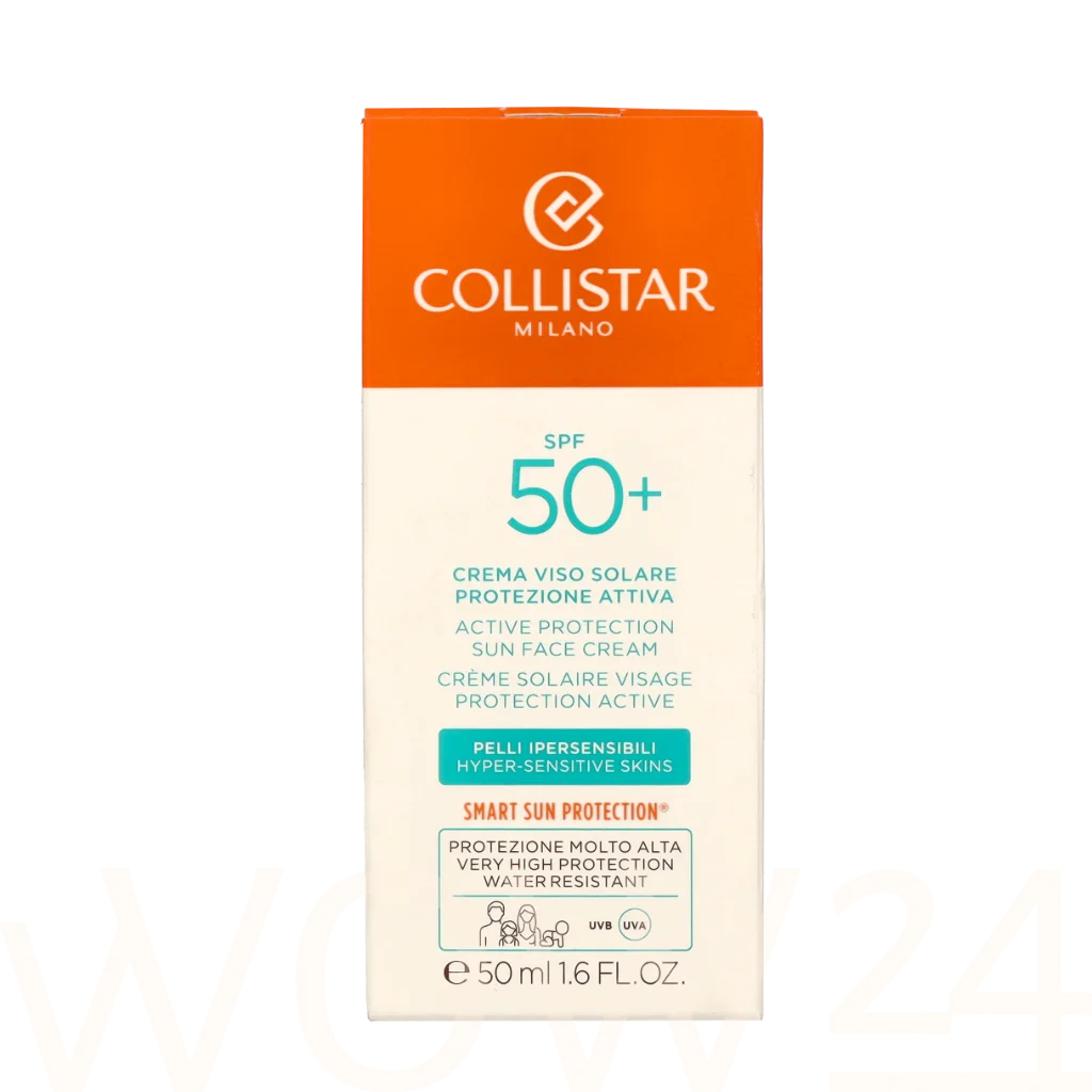 Collistar Collistar Active Protection Sun Face Cream SPF50+ natūrali veido odos priežiūros priemonė