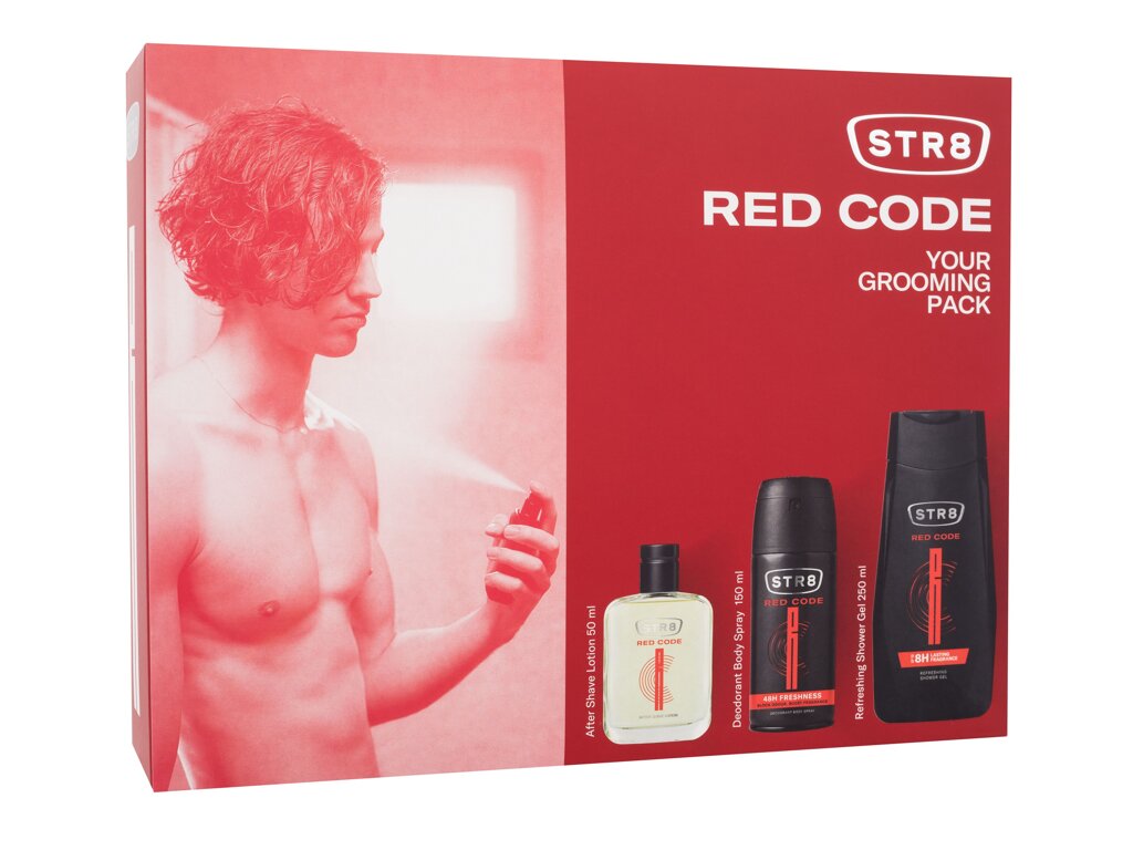 STR8 Red Code 50ml Aftershave Water 50 ml + Deodorant 150 ml + Shower Gel 250 ml vanduo po skutimosi Rinkinys (Pažeista pakuotė)