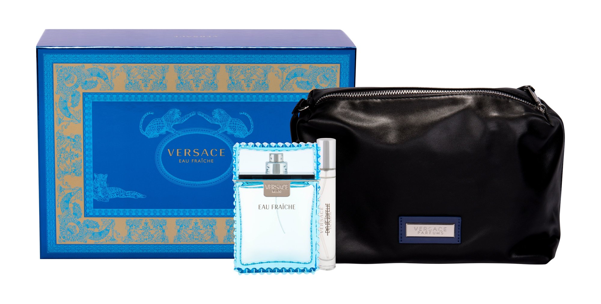 Versace Man Eau Fraiche 100ml Edt 100 ml + Edt 10 ml + Cosmetic Bag Kvepalai Vyrams EDT Rinkinys (Pažeista pakuotė)