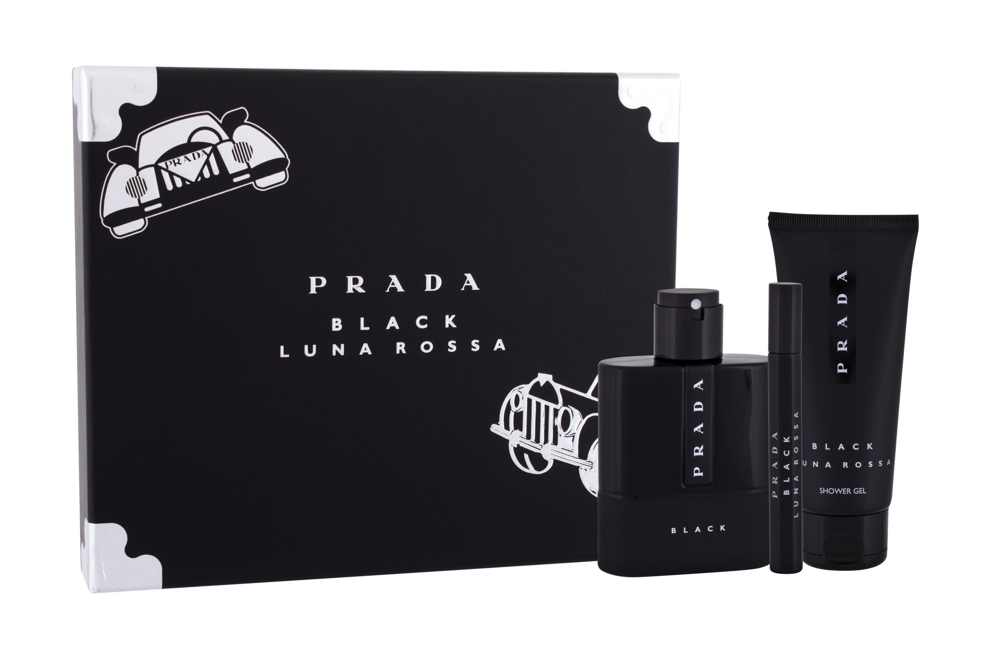Prada Luna Rossa Black Eau De Parfum 100 ml Edp 100 ml + Shower Gel 100 ml + Edp 10 ml Damaged box Set