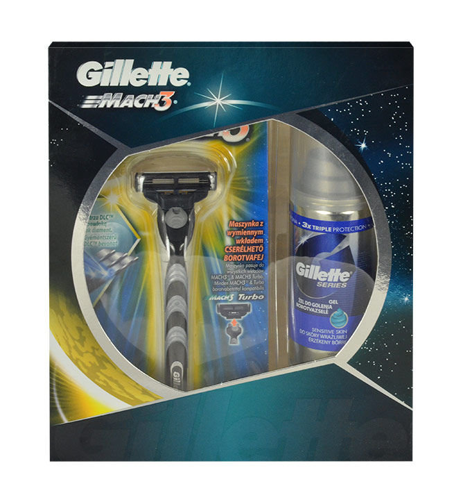 Gillette Mach 3 Sensitive 1vnt Mach3 + 75ml Series Sensitive Skin Shave Gel skustuvas Rinkinys