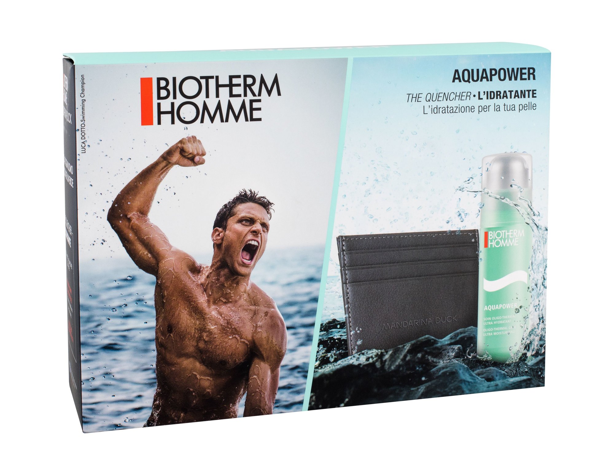 Biotherm Homme Aquapower Oligo Thermal Care 75ml Men's Moisturizing Gel 75 ml + Card Case veido gelis Rinkinys
