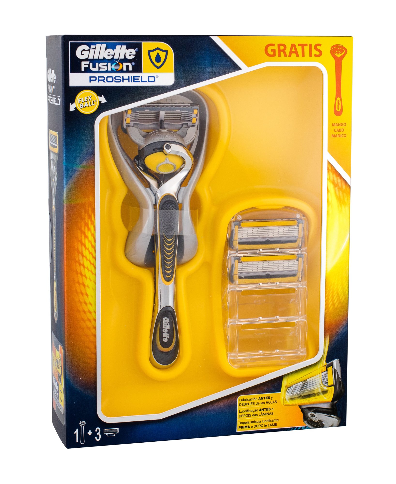 Gillette Fusion Proshield 1vnt Shave Maschine + Spare Heads 2 pcs skustuvas Rinkinys