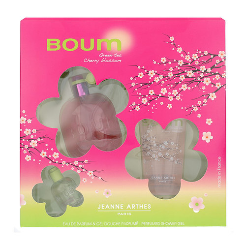 Jeanne Arthes Boum Green Tea Cherry Blossom 100ml Edp 100ml + 100ml Shower Gel + 7ml Edp Kvepalai Moterims EDP Rinkinys (Pažeista pakuotė)