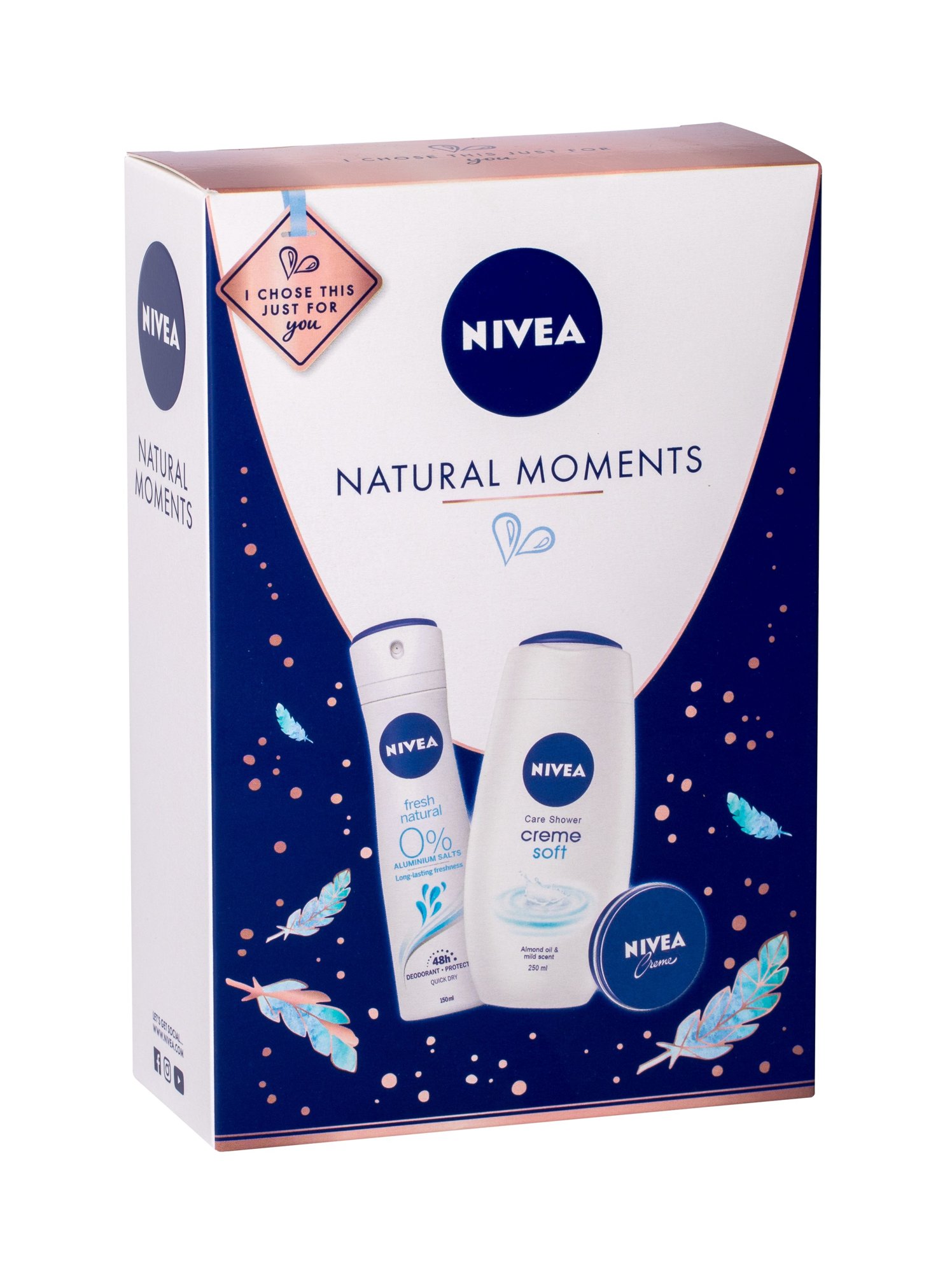 Nivea Creme Soft 250ml Shower Cream 250 ml + Antiperspirant Fresh Natural 150 ml dušo želė Rinkinys