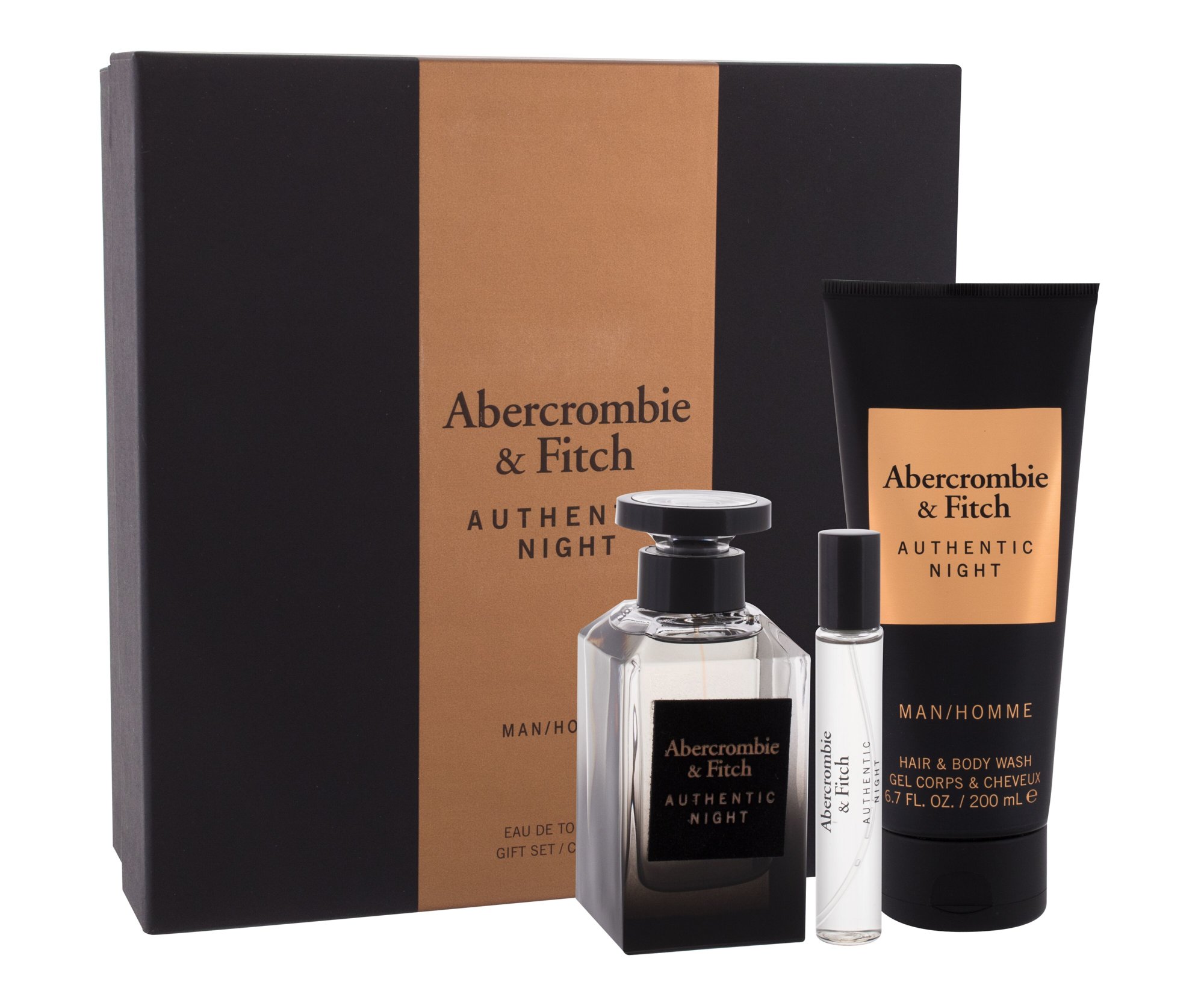 Abercrombie & Fitch Authentic Night Eau De Toilette 100 ml Edt 100 ml + Edt 15 ml + Shower Gel 200 ml Set
