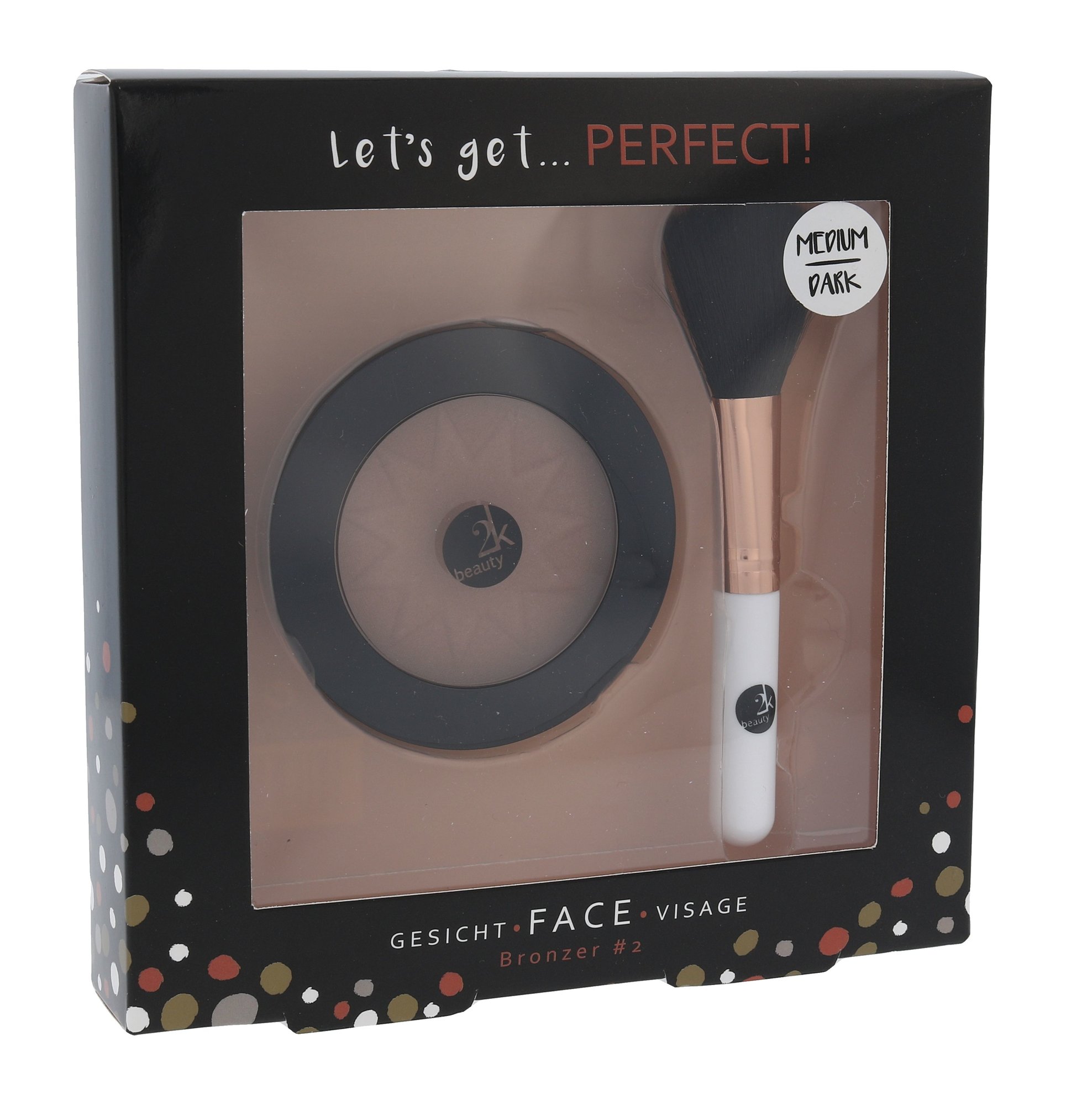 2K Let´s Get Perfect! 10g Bronzer 10 g + Cosmetic Brush 1 pc tamsintojas Rinkinys (Pažeista pakuotė)