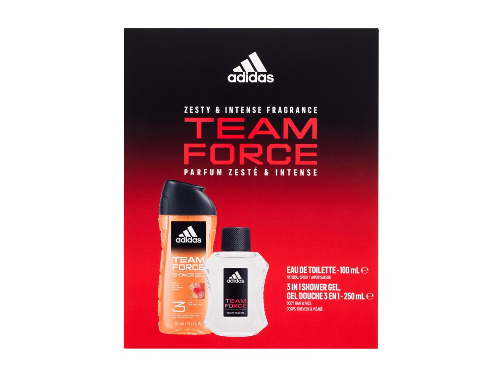 Adidas Team Force 100ml Edt 100 ml + Shower Gel 250 ml Kvepalai Vyrams EDT Rinkinys (Pažeista pakuotė)