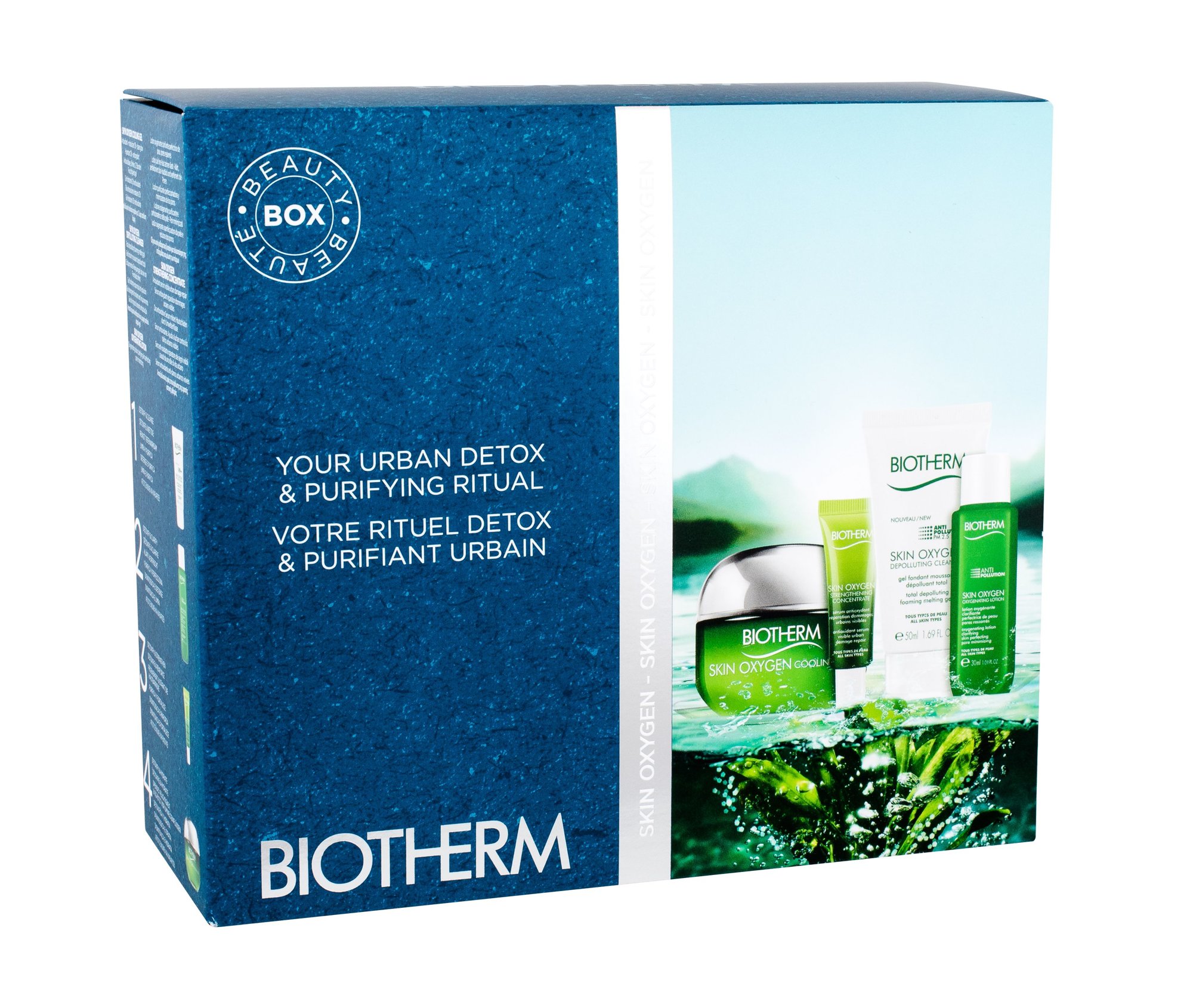 Biotherm Skin Oxygen Cooling Gel 50ml Facial Gel 50 ml + Facial Serum 10 ml + Cleansing Gel 50 ml + Cleansing Watter 30 ml veido gelis Rinkinys (Pažeista pakuotė)