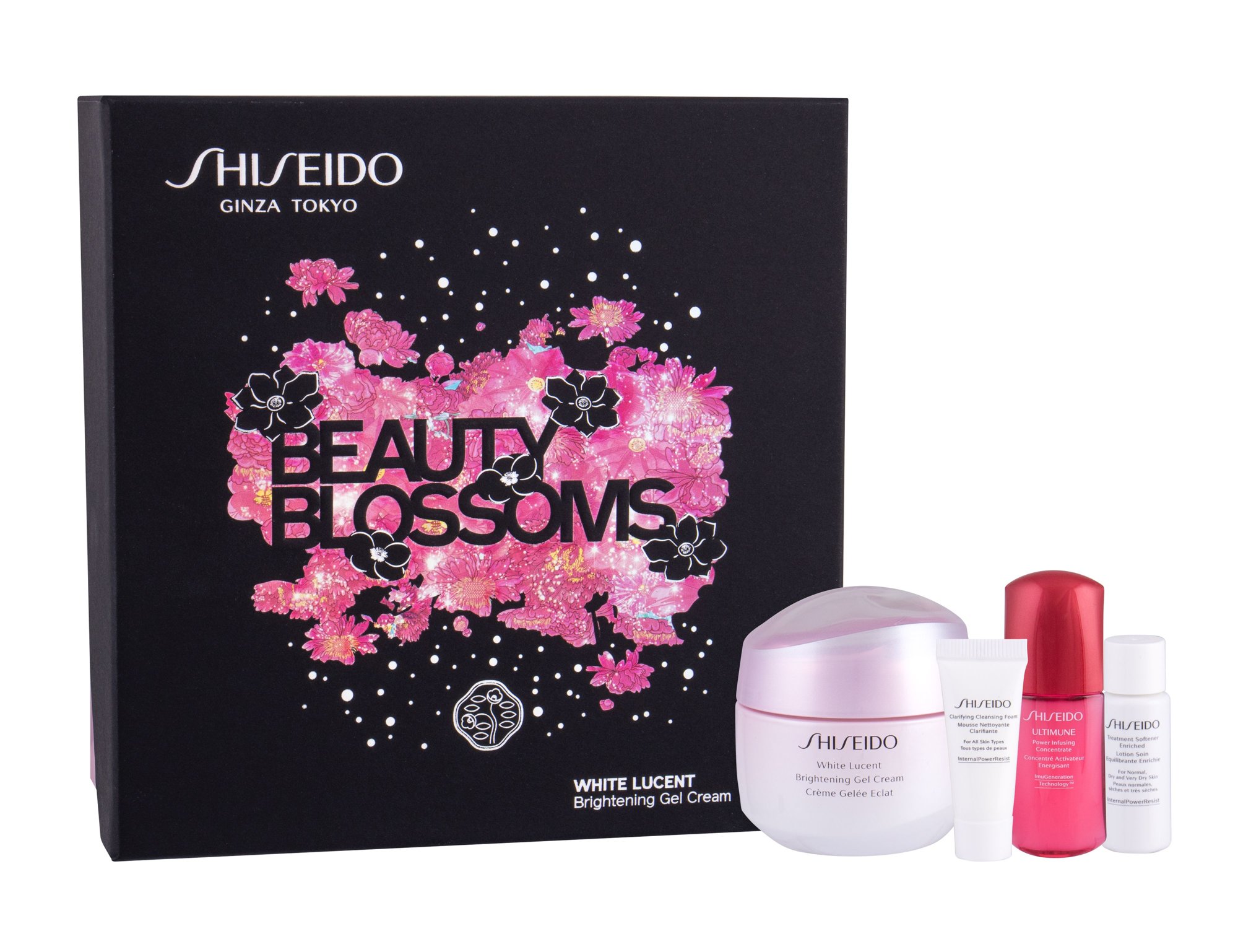 Shiseido White Lucent Brightening Gel Cream 50ml Daily Facial Care 50 ml + Foam Clarifying 5 ml + Treatment Softener Enriched 7 ml + Facial Serum Ultimune Power Infusing 10 ml dieninis kremas Rinkinys