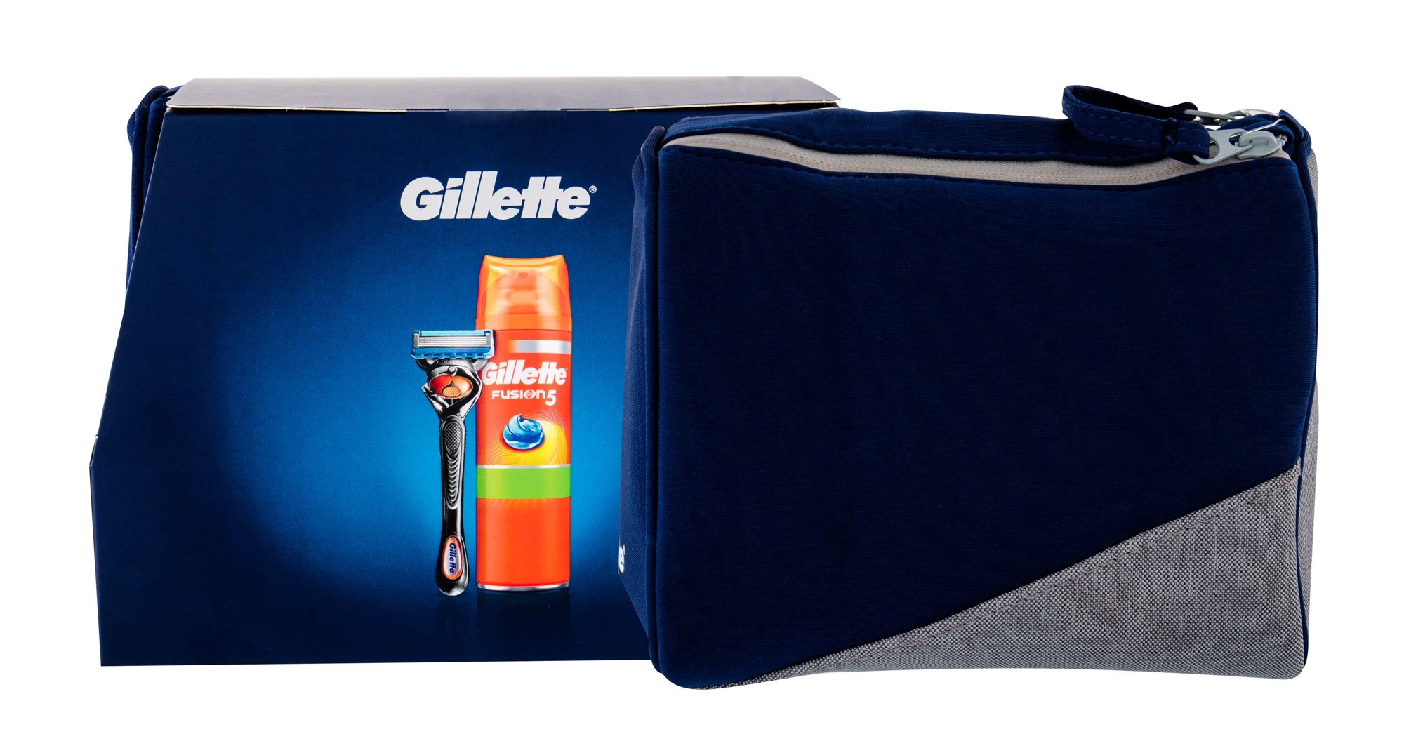 Gillette Fusion Proglide Flexball 1vnt Shaver with One Head + Shaving Gel Fusion5 Ultra Sensitive 200 ml + Cosmetic Bag skustuvas Rinkinys