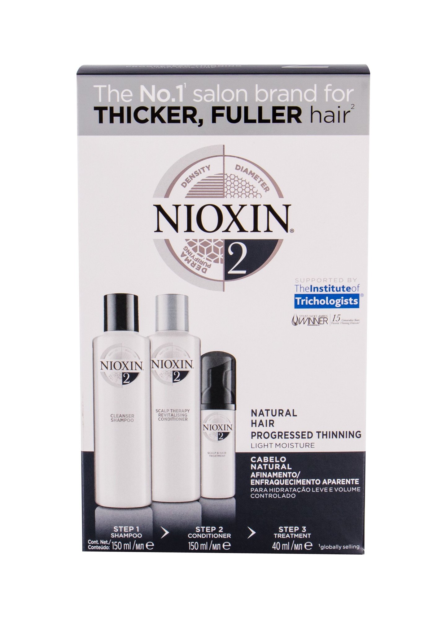 Nioxin System 2 150ml Shampoo 150 ml + Conditioner 150 ml + Hair Care 40 ml šampūnas Rinkinys (Pažeista pakuotė)