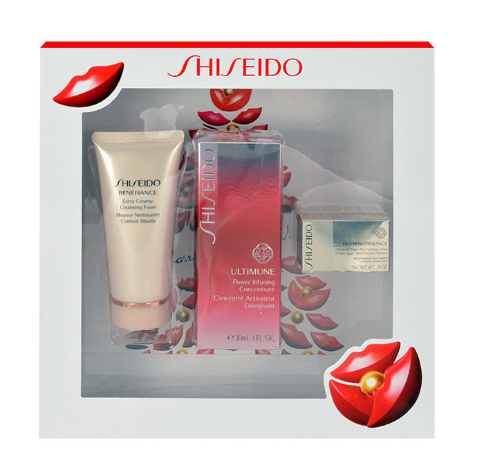Shiseido Benefiance Extra Creamy Cleansing Foam 50ml 30ml Ultimune Power Infusing Concentrate  + 50ml Benefiance Extra Creamy Cleansing Foam + 7ml Bio-Performance Advanced Super Revitalizing Cream veido putos Rinkinys
