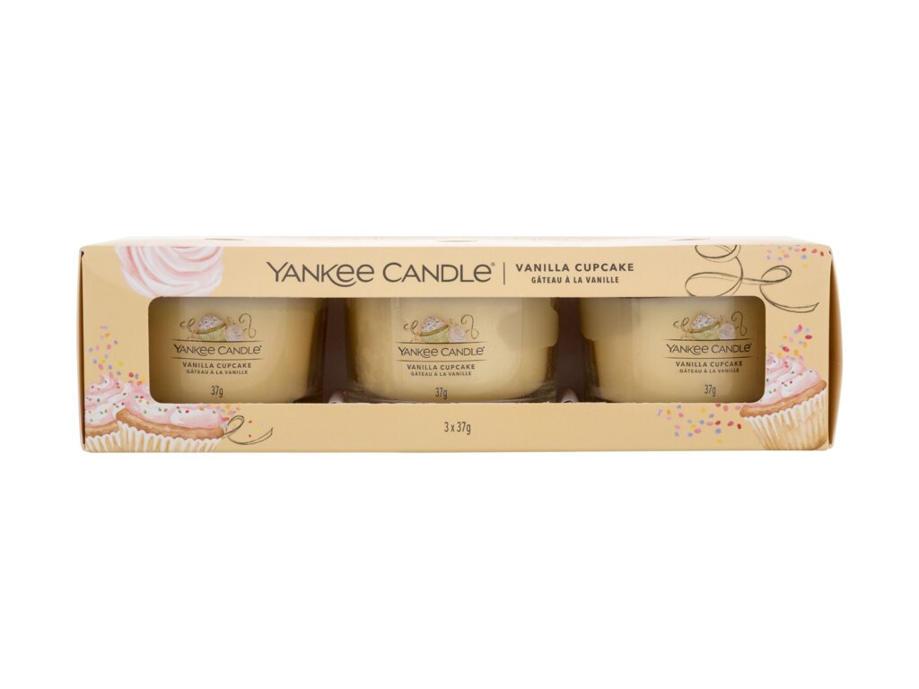 Yankee Candle Vanilla Cupcake 37g Scented Candle 3 x 37 g Kvepalai Unisex Scented Candle Rinkinys (Pažeista pakuotė)