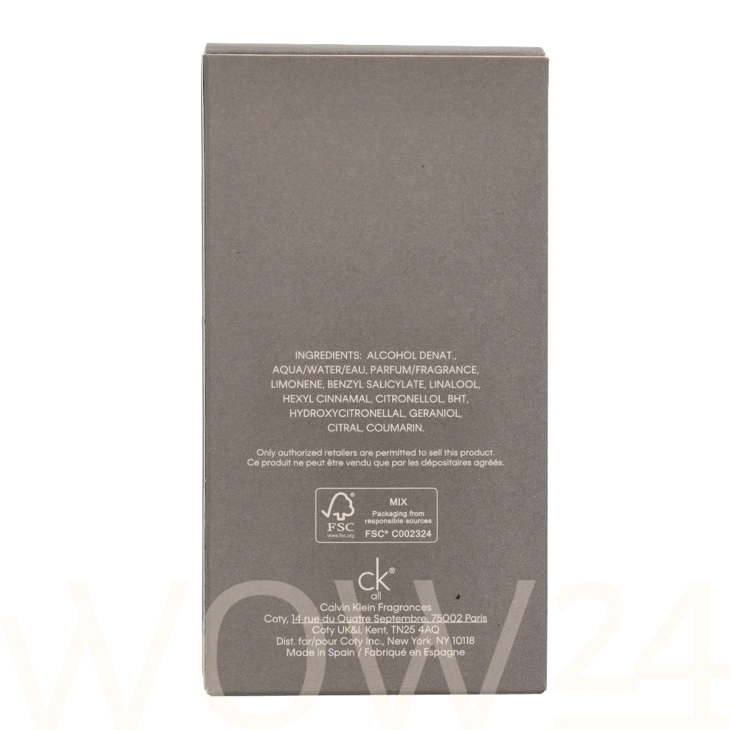 Calvin Klein Calvin Klein Ck All Edt Spray 100 ml kvepalai Unisex EDT