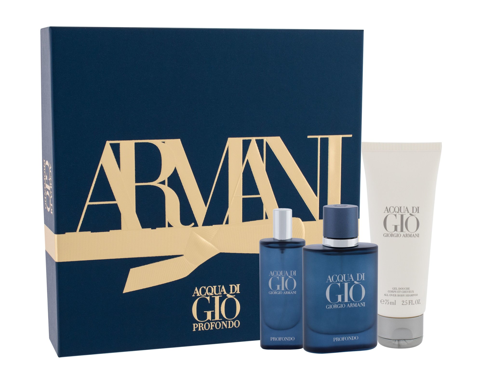 Giorgio Armani Acqua di Gio Profondo 40ml Edp 40 ml + Edp 15 ml + Shower Gel 75 ml Kvepalai Vyrams EDP Rinkinys