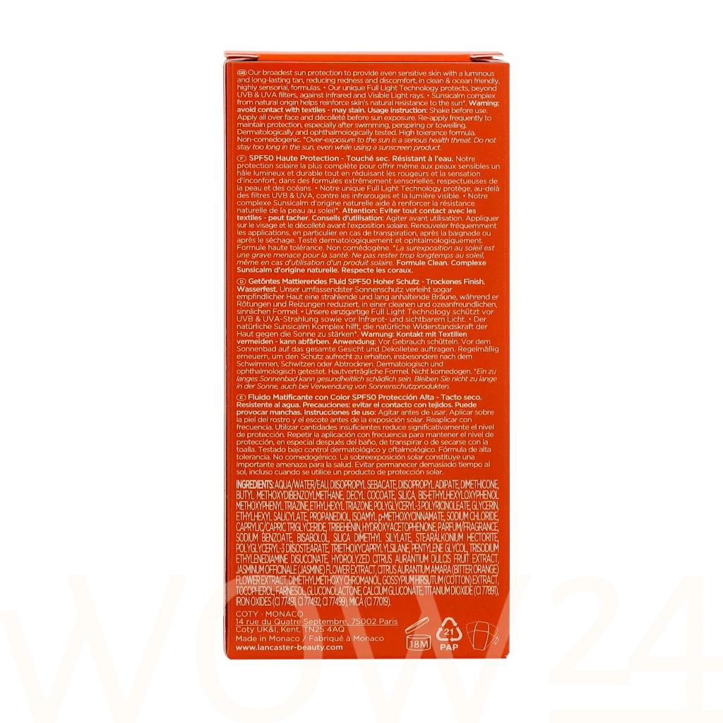 Lancaster Lancaster Sun Sensitive Tinted Mattifying Fluid SPF50 30 ml natūrali veido odos priežiūros priemonė