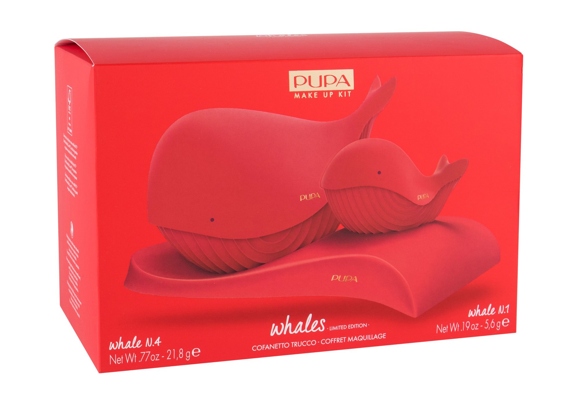Pupa Whales 21,8g Pupa Whale 4 21,8 g + Pupa Whale 1 5,6 g + Stand kosmetika moterims Rinkinys (Pažeista pakuotė)