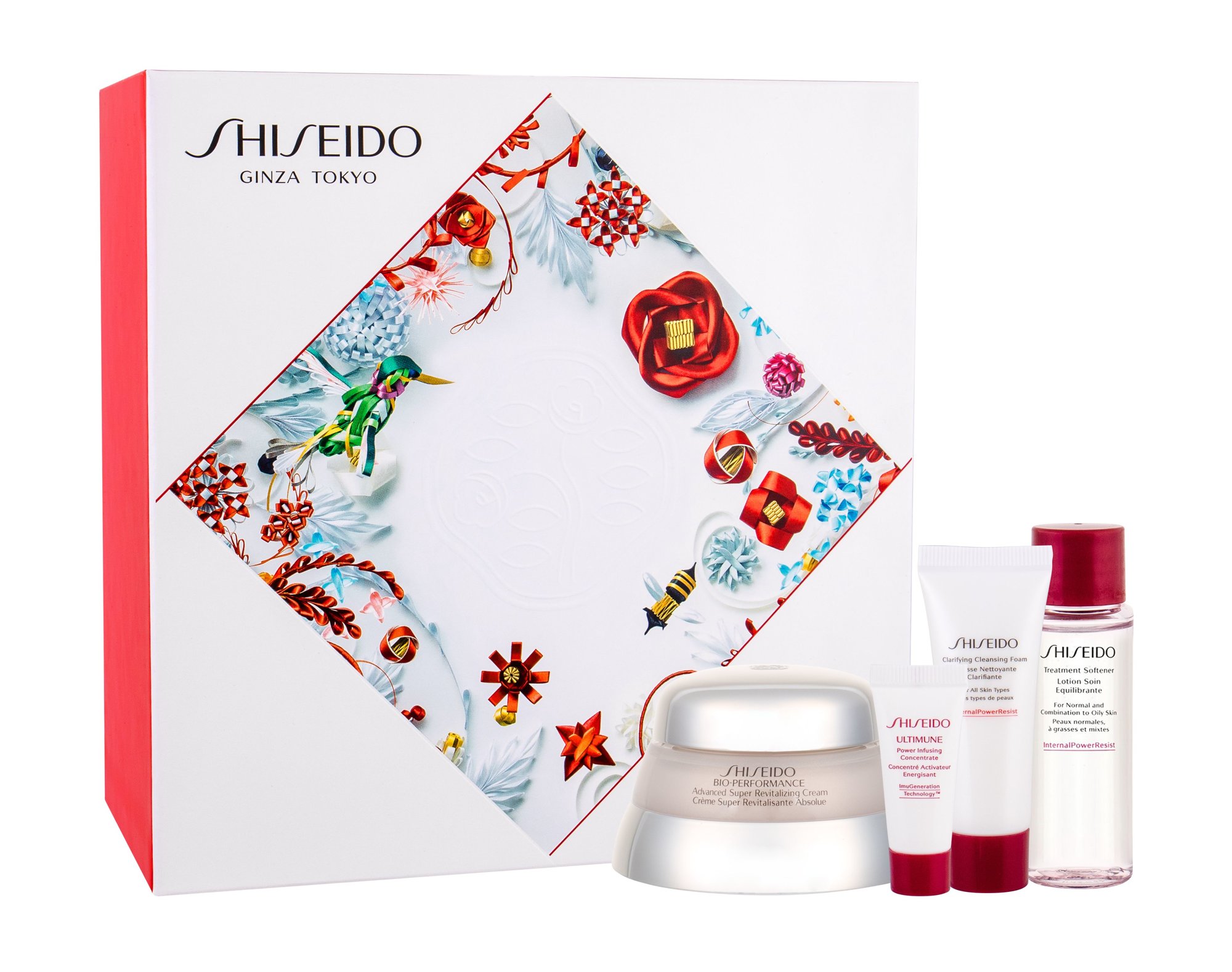 Shiseido Bio-Performance Advanced Super Revitalizing 50ml Daily Facial Care 50 ml + Facial Serum ULTIMUNE 5 ml + Clarifying Cleansing Foam 15 ml + Treatment Softener 30 ml dieninis kremas Rinkinys