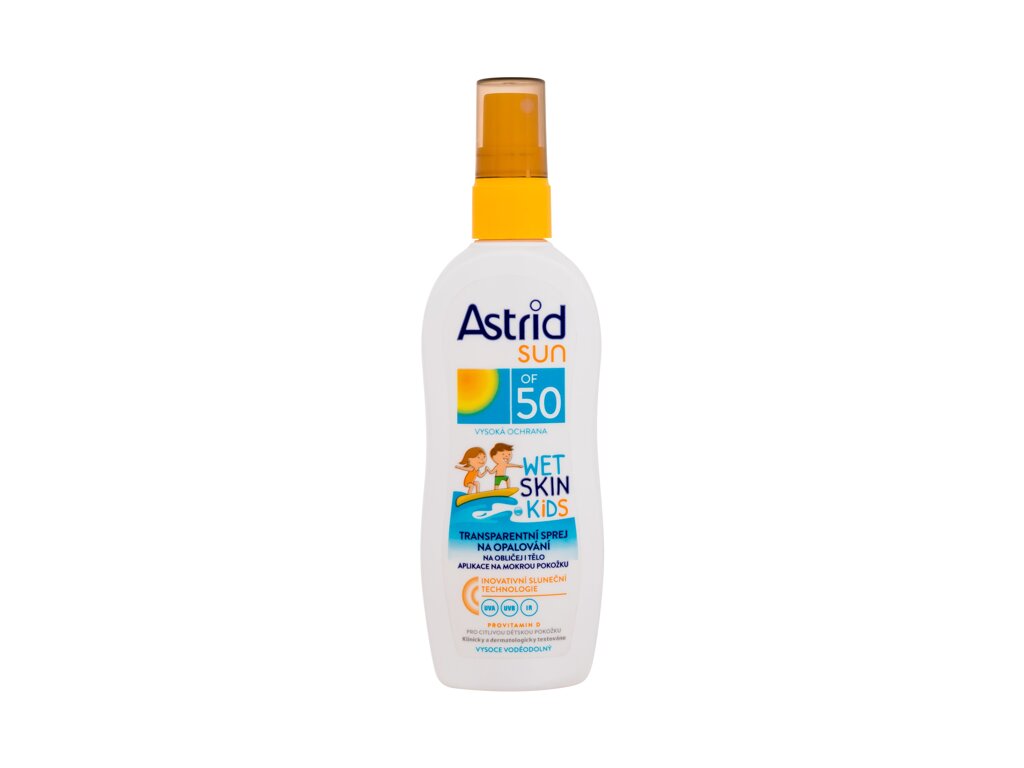 Astrid Sun Kids Wet Skin Transparent Spray įdegio losjonas
