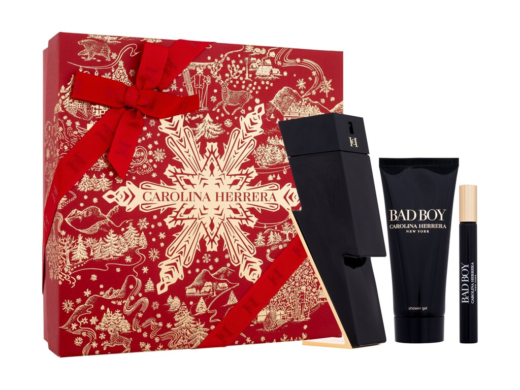 Carolina Herrera Bad Boy Eau De Toilette 100 ml Edt 100 ml + Shower Gel 100 ml + Edt 10 ml Damaged box Set