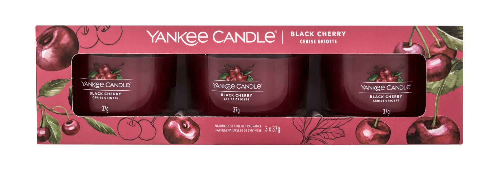 Yankee Candle Black Cherry 37g Scented Candle 3 x 37 g Kvepalai Unisex Scented Candle Rinkinys