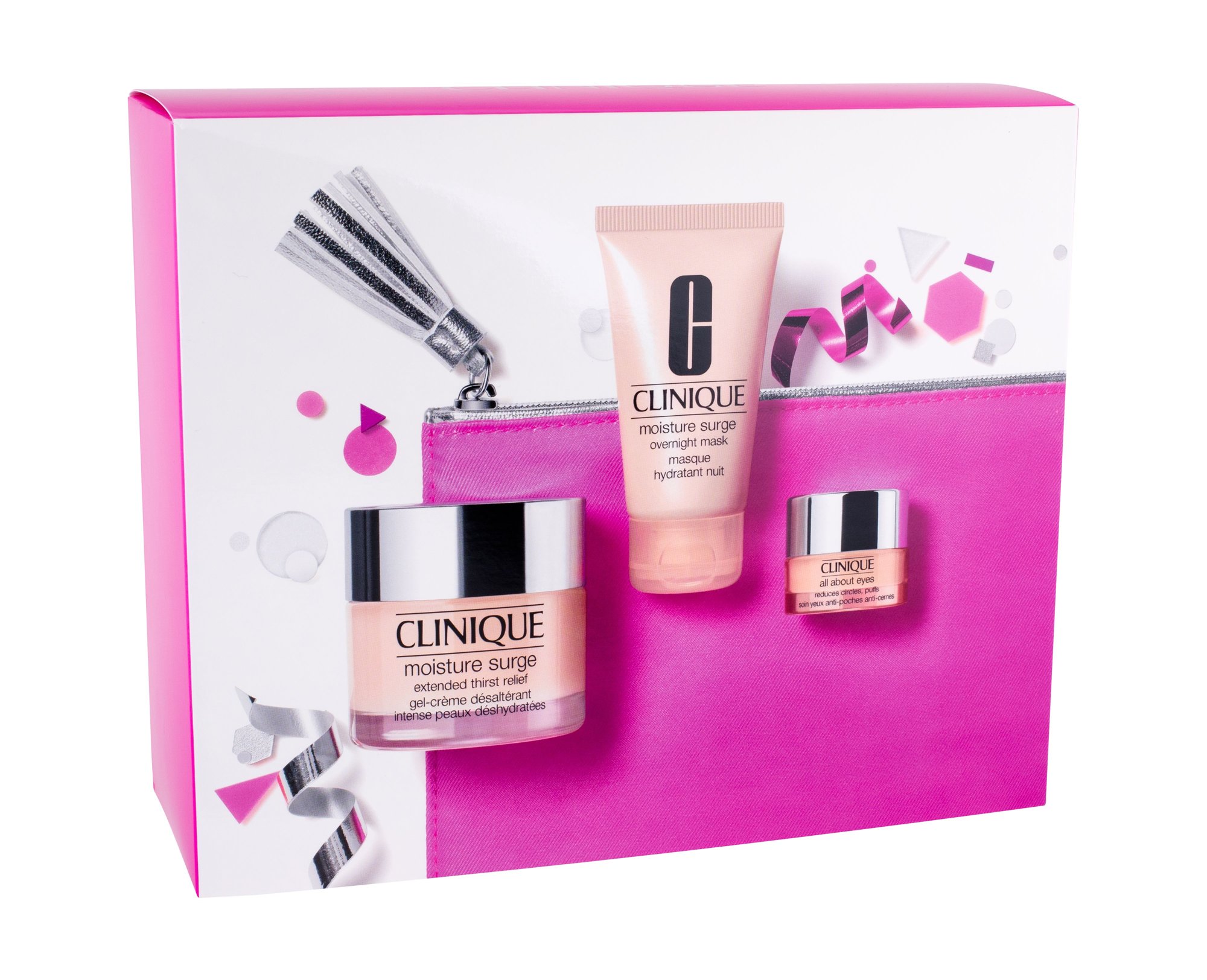 Clinique Moisture Surge 50ml Daily Facial Care 50 ml + Facial Mask 30 ml +All About Eyes 5 ml + Cosmetic Bag dieninis kremas Rinkinys